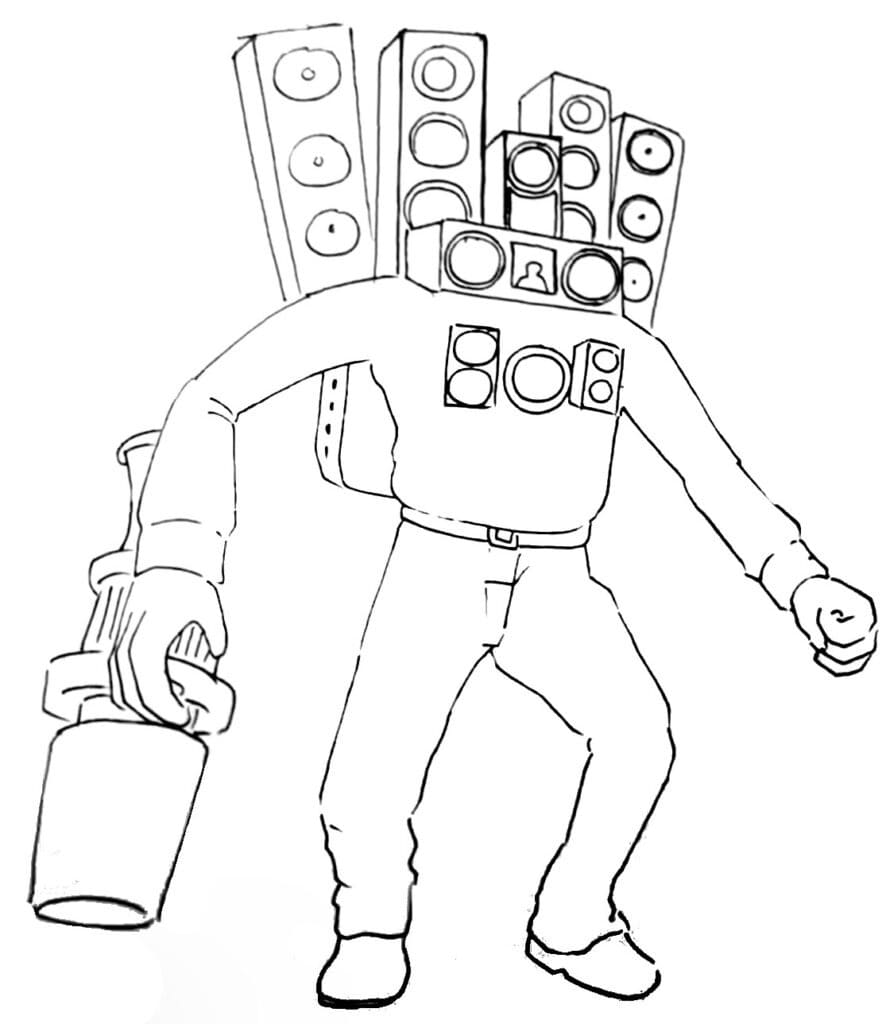 Desenho de Skibidi Toilet Titan Speakerman para Colorir