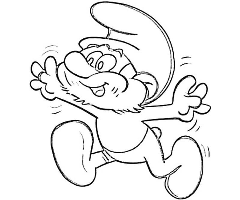 Desenho de Grande Puffo para Colorir com Giz de Cera
