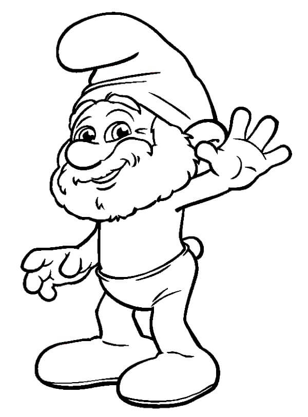 Desenho de Grande Puffo para Colorir com Tinta Guache