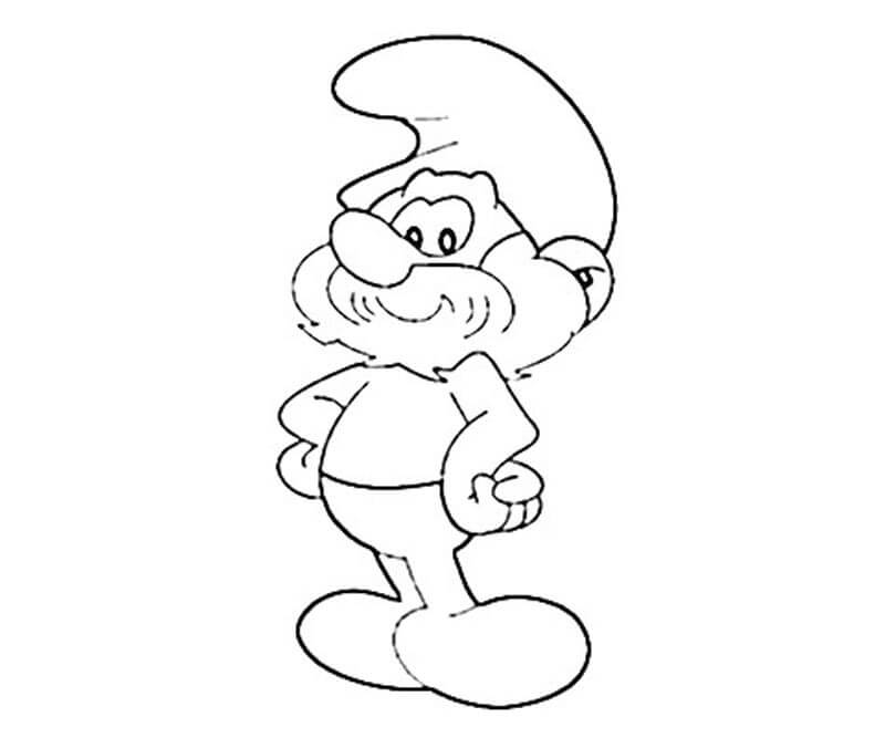 Desenho de Grande Puffo para Pintar com Lápis de Cor