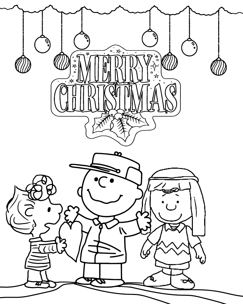 Desenho Cena de Natal Snoopy para Colorir