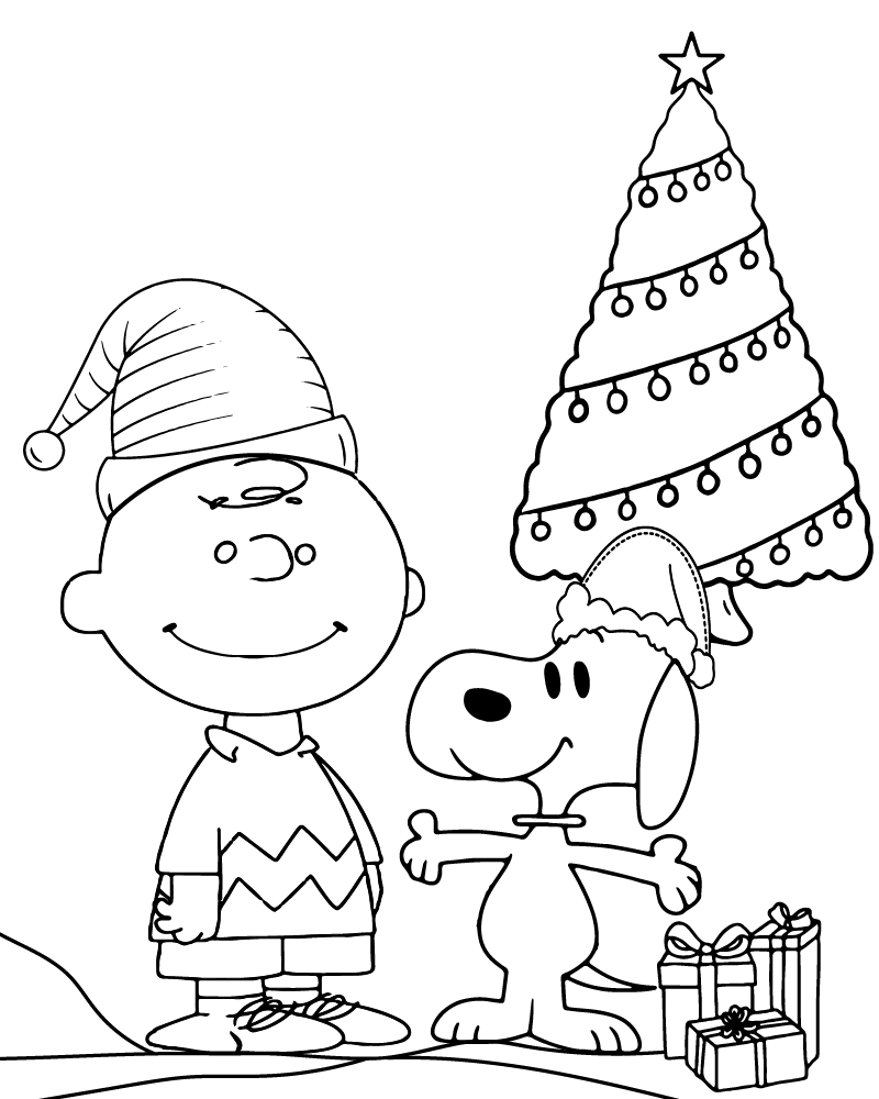 Desenho de Atividade de Natal do Snoopy para Colorir
