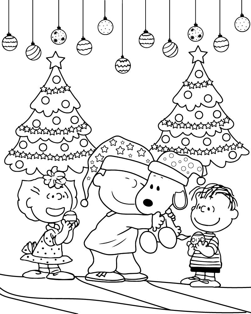 Desenho de Natal para Imprimir do Snoopy Grátis