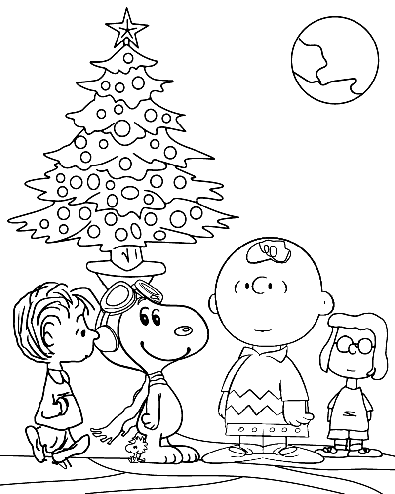 Desenho Snoopy Férias da Guangue dos Amendoins para Colorir