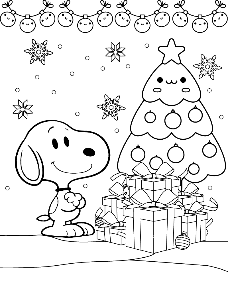 Desenho Snoopy Natal para Colorir