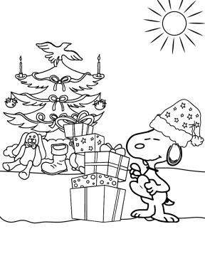 Desenho Snoopy Presentes Natalinos para Colorir grátis Pdf
