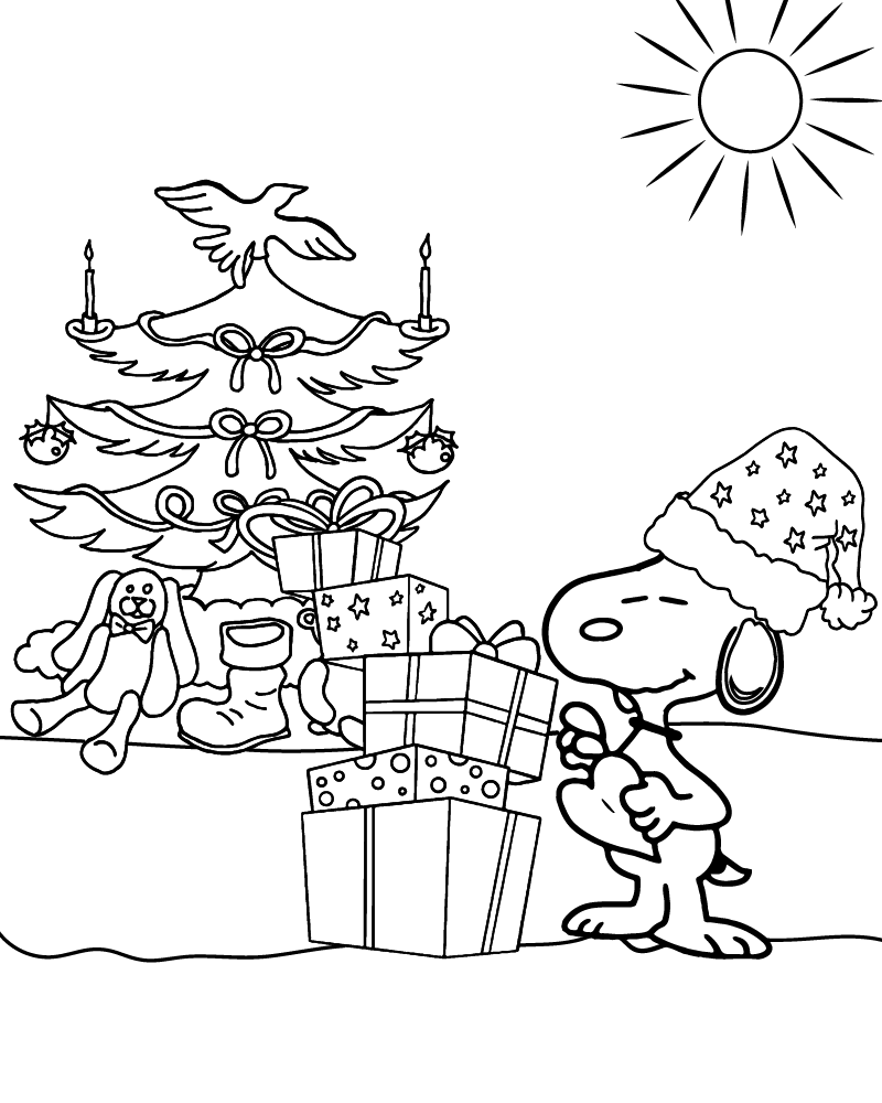 Desenhos de Snoopy Natal para Colorir