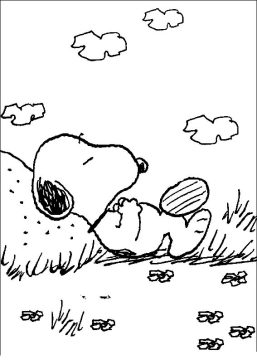 Desenho de Snoopy Dormindo para Imprimir Imprimível