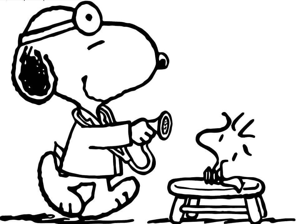 Desenho de Snoopy Médico para Colorir Imprimivel Download