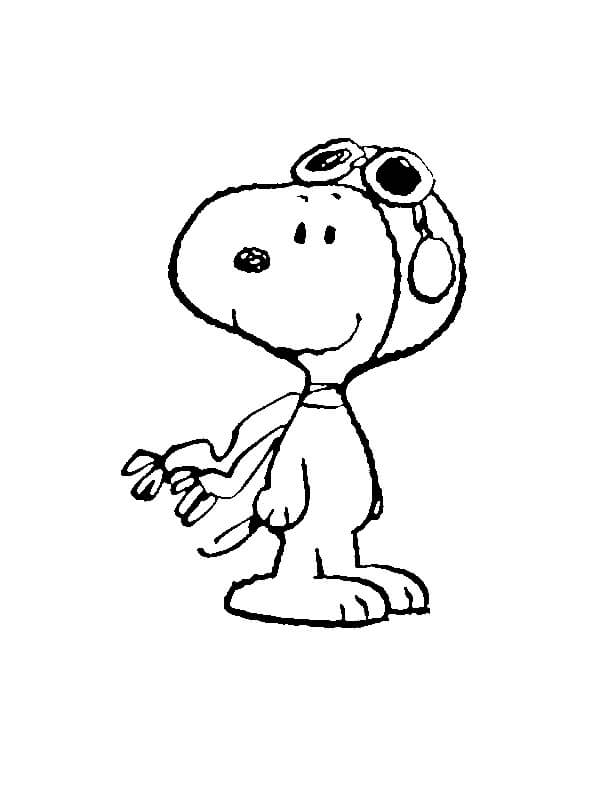 Desenho de Snoopy Piloto de Avião para Imprimir e Colorir