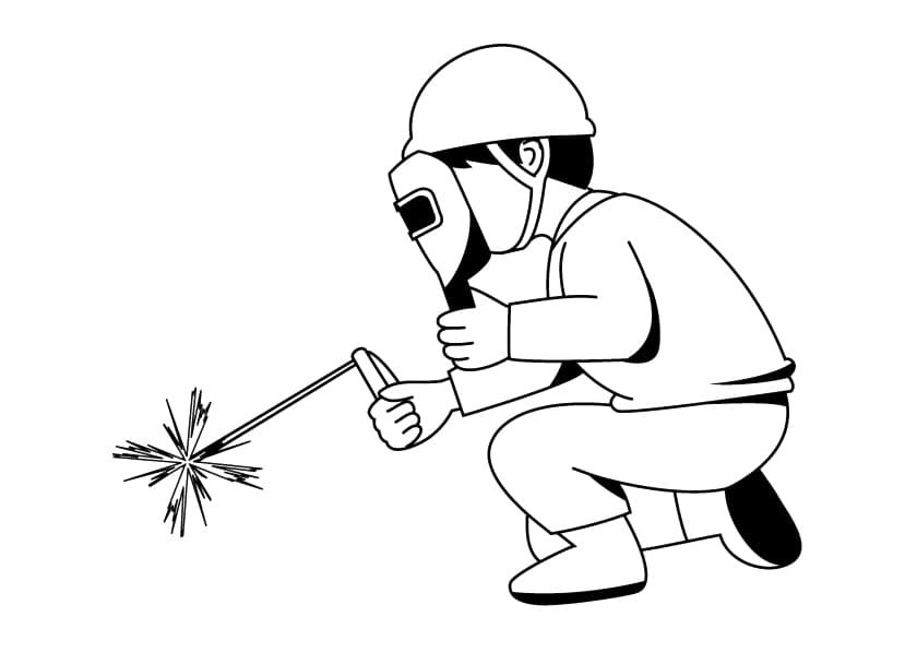 Desenho de Soldador Fácil para Colorir