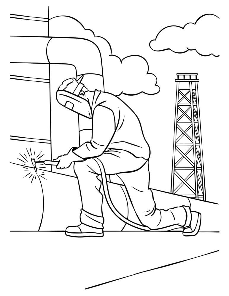 Desenho de Soldador Indústrial para Colorir