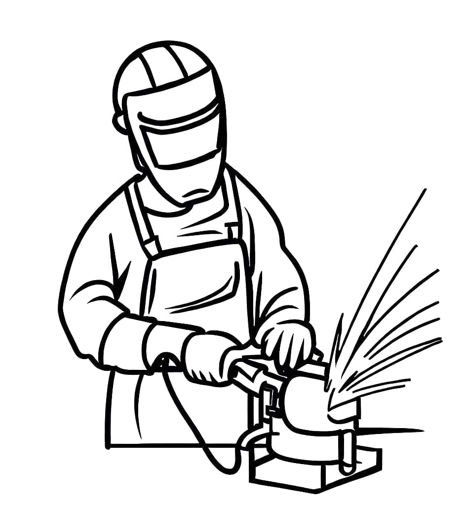 Desenho de Soldador Profissional para Colorir