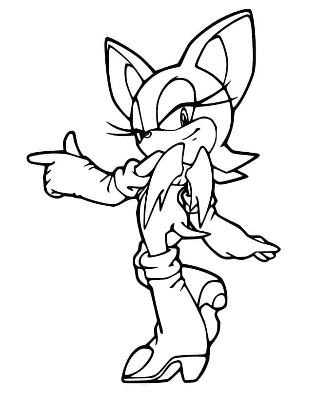Desenho de Rouge The Bat de Sonic Mostrando as Asas para Colorir