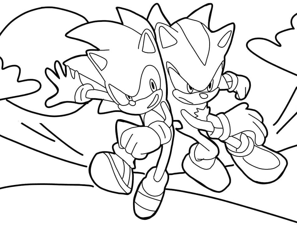 Desenho de Sonic e Shadow para Colorir 2