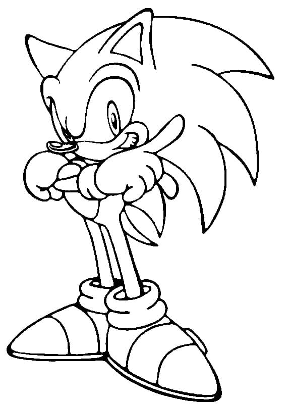 Desenho do Sonic de Braços Cruzados para Colorir