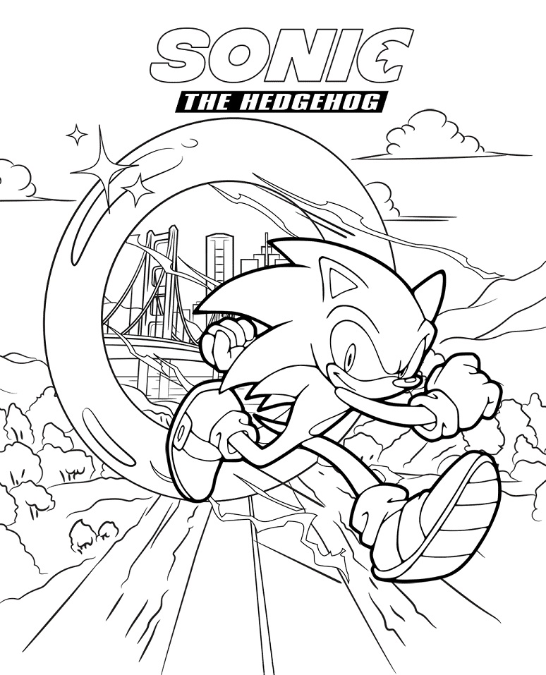 Desenho do Sonic The Hedgehog Filme para Colorir Grátis