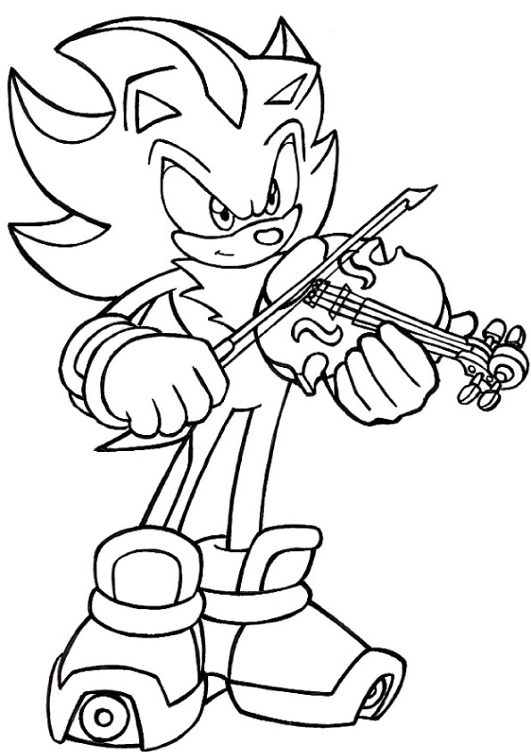 Desenho do Sonic Tocando Violino para Colorir e Imprimir