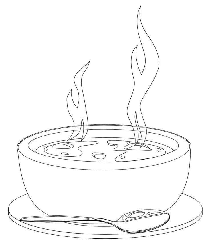 Desenho de Sopa Grátis para Imprimir e Colorir