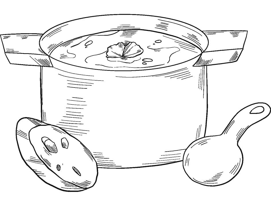 Desenho de Sopa Imprimivel para Colorir