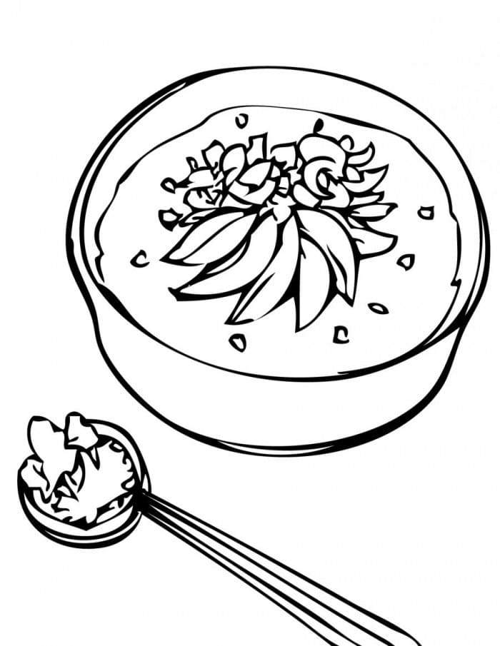 Desenho de Sopa Imprimivel para Imprimir e Colorir