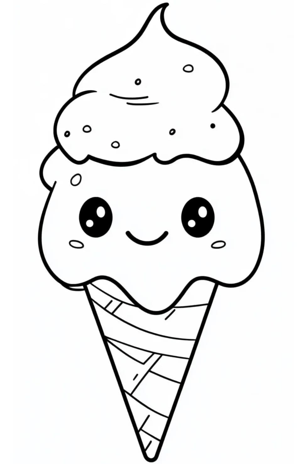 Desenho de Sorvete Kawaii Grátis para Crianças para Colorir