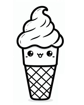 Desenho de Sorvetezinho Kawaii para Colorir