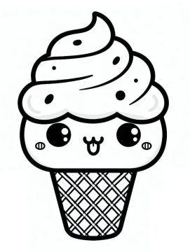 Desenho de Um Kawaii Sorvete para Colorir