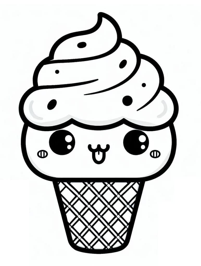 Desenho de um Kawaii Sorvete para Colorir