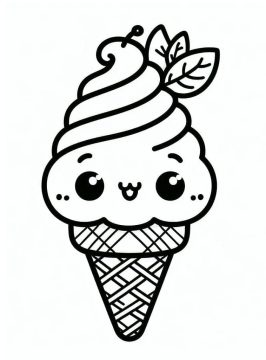 Desenho de Um Sorvete Kawaii para Colorir