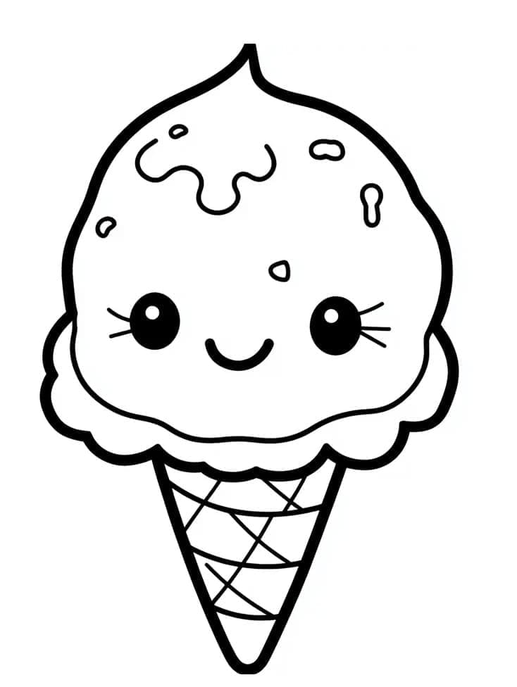 Desenho de Sorvete Kawaii Download para Imprimir e Colorir