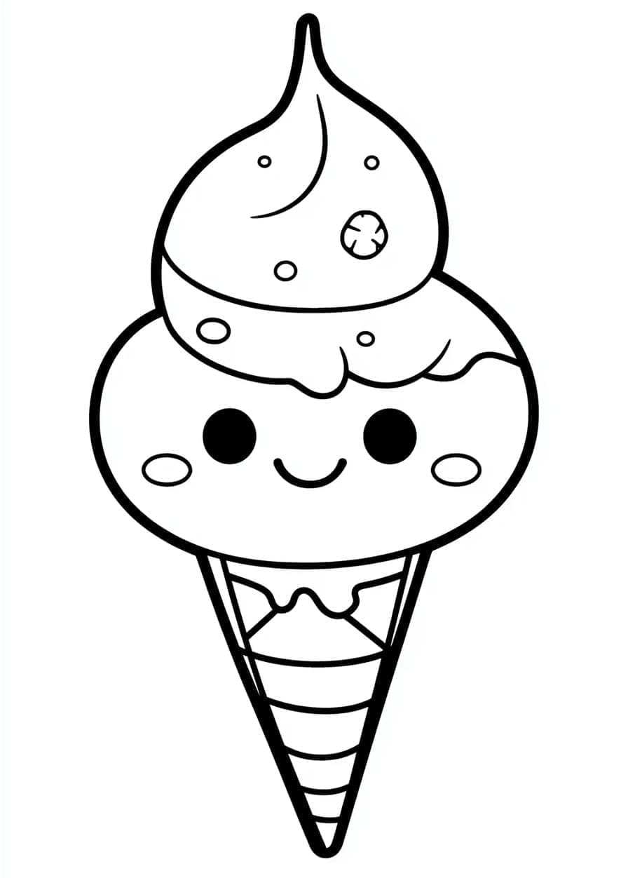 Desenho de Sorvete Kawaii para Colorir Download