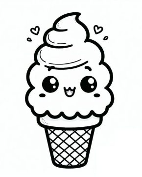 Desenho de Sorvete Kawaii Pdf