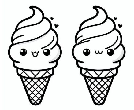 Desenho de Sorvete Kawaii Pdf para Colorir