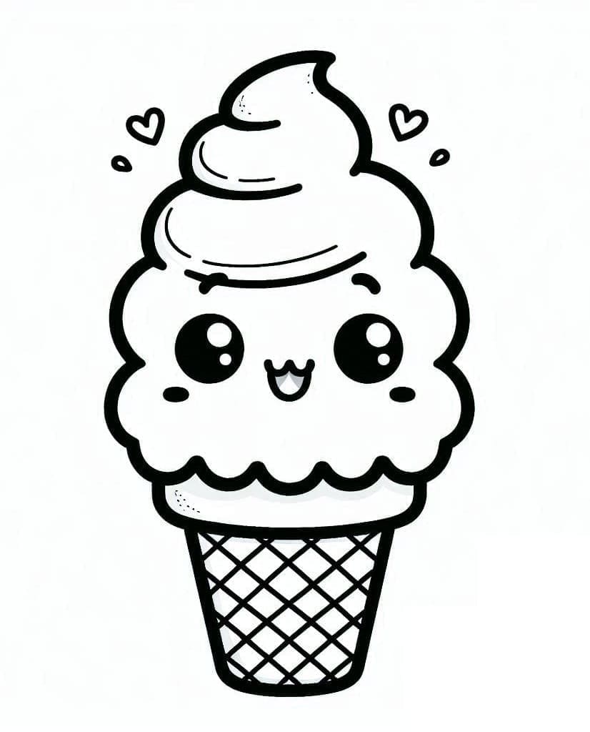Desenho de Sorvete Kawaii Pdf