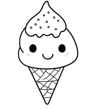 Desenho Imprimível de Sorvete Kawaii grátis para Colorir