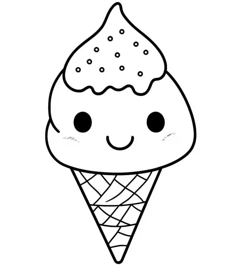 Desenhos de Sorvete Kawaii para Colorir