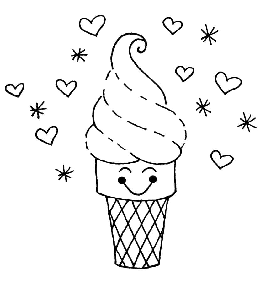 Desenho de Sorvete Adorável para Colorir