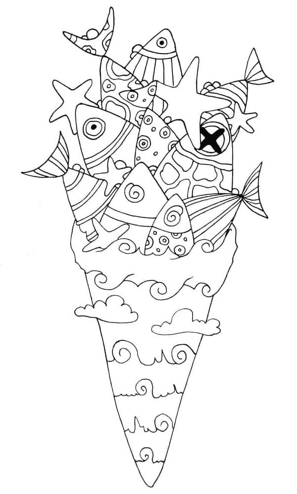 Desenho de Sorvete de Peixe para Colorir