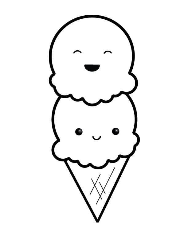 Desenho de Sorvete Fofo para Colorir