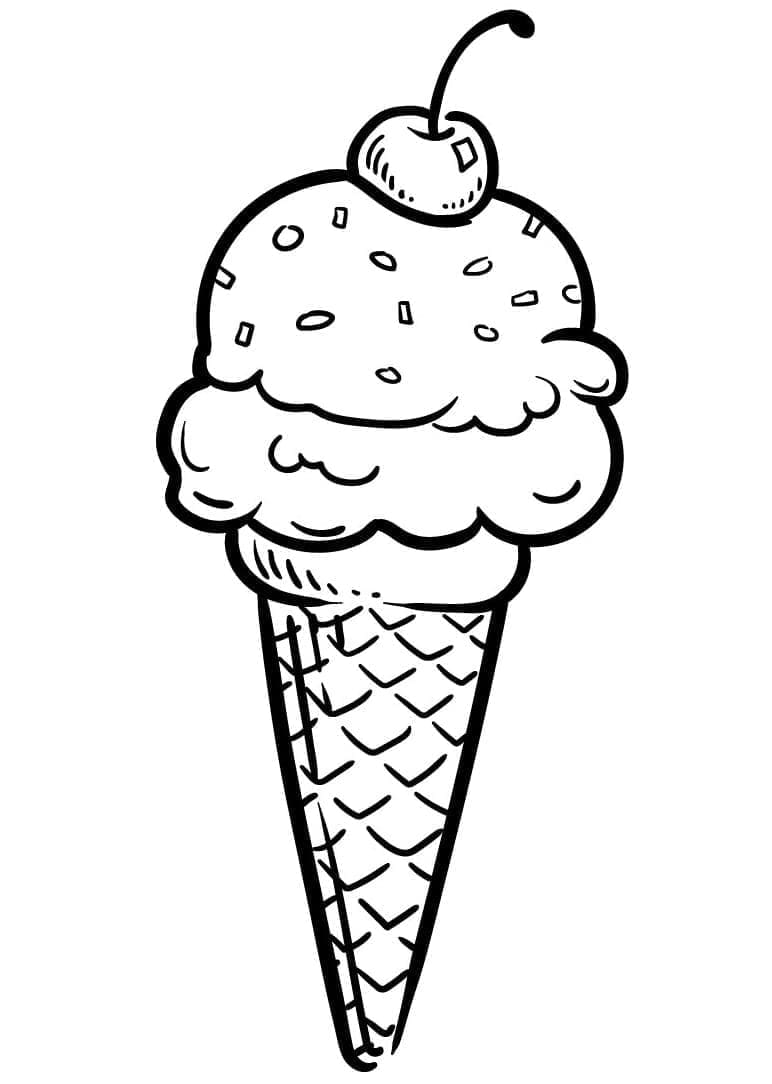 Desenho de Sorvete Grátis para Crianças para Colorir
