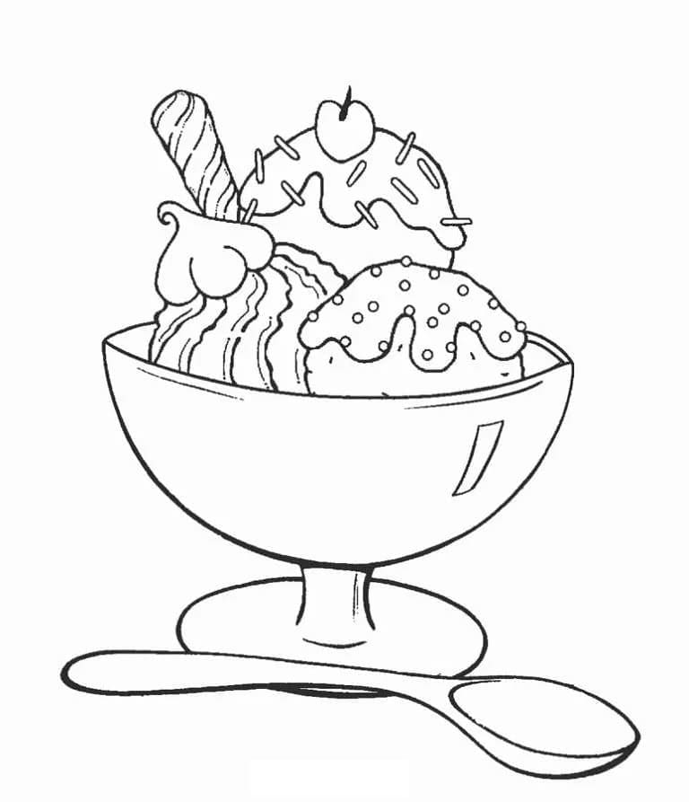 Desenho de Sorvete para Colorir Imprimivel