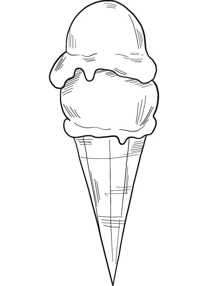 Desenho Sorvete de Casquinha para Colorir
