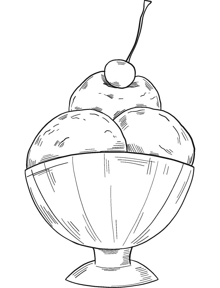 Desenho Sundae de Sorvete para Colorir