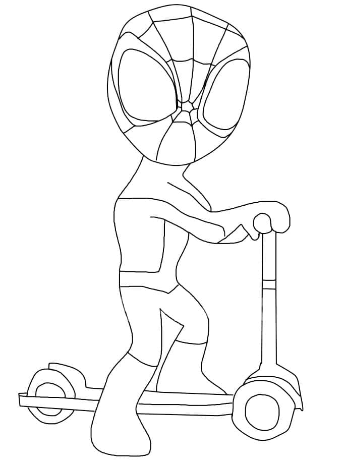 Desenho de Spidey de Patinete para Colorir