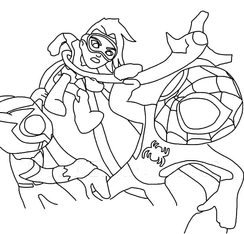 Desenho de Spidey Lutando para Imprimir e Pintar