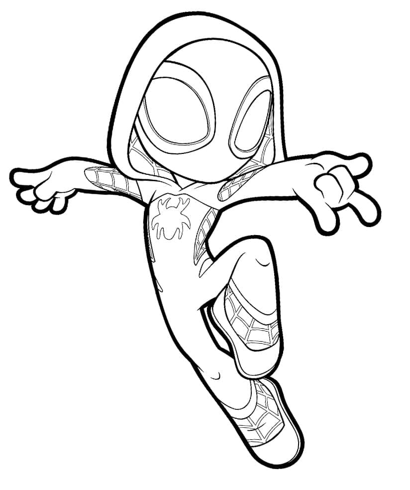 Desenho Gwen Stacy de Spidey e Seus Amigos Espetaculares para Colorir