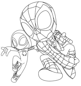 Desenhos de Spidey e Gwen Stacy para Colorir