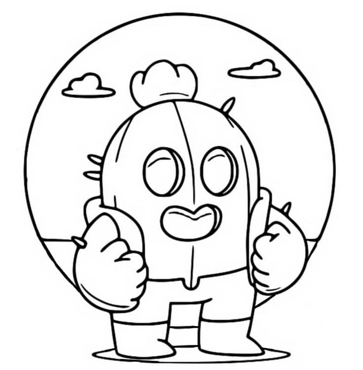 Desenho de Feliz Spike Brawl Stars para Colorir