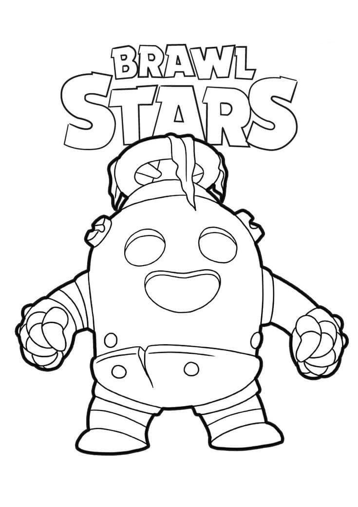 Desenho de Spike Brawl Stars Grátis para Colorir